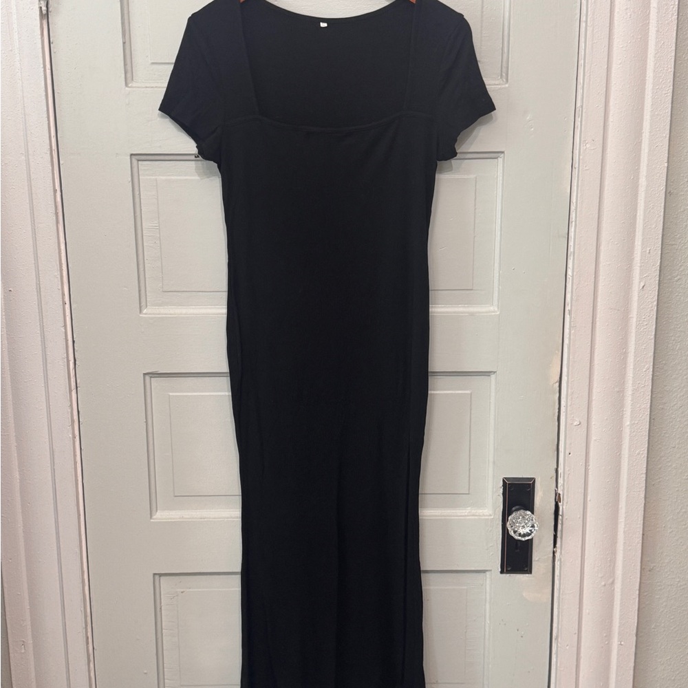NWOT Amazon Ribbed Body con Black Maxi Dress